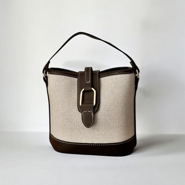 Hasır Görünümlü Deri Ve Gold Kemer Detaylı Omuz Çantası Eva