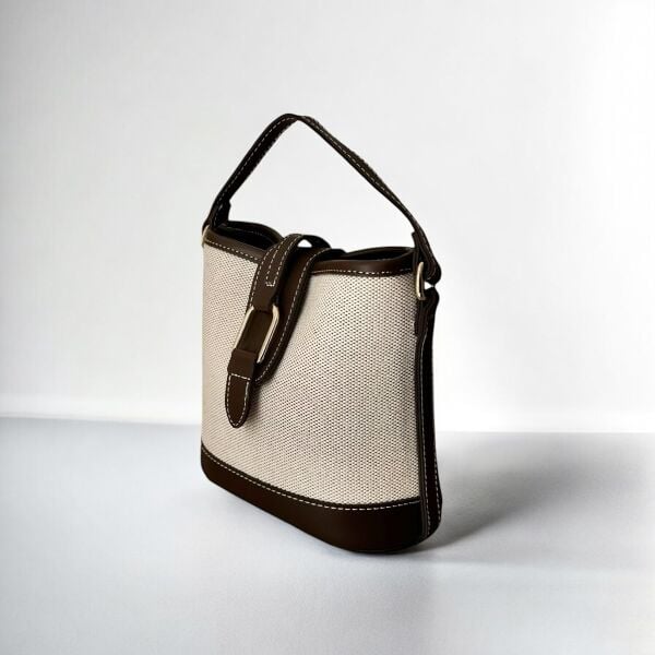 Hasır Görünümlü Deri Ve Gold Kemer Detaylı Omuz Çantası Eva