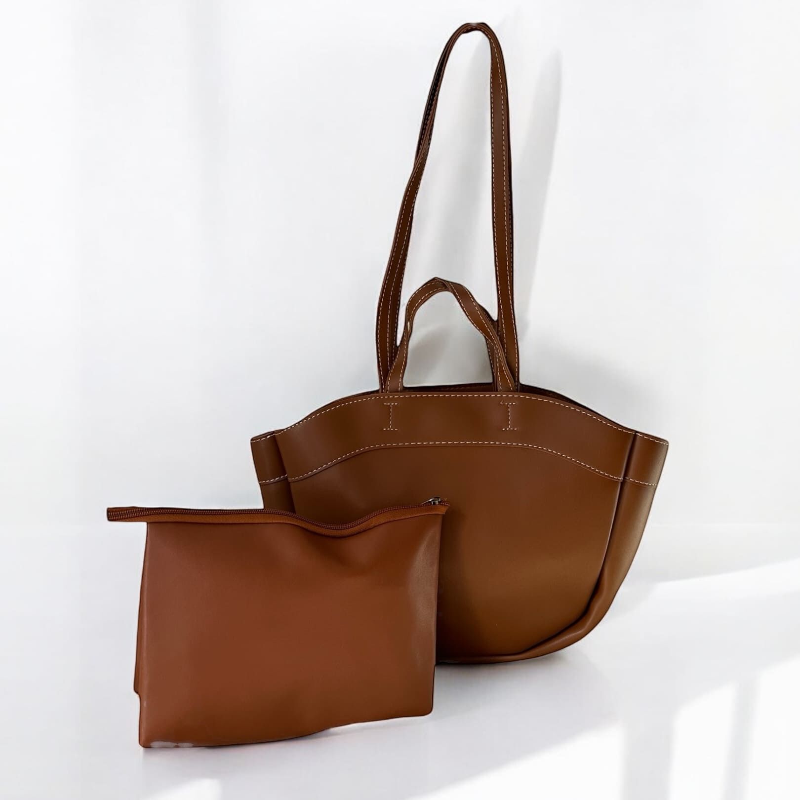 Çift Saplı Omuz Ve El Çantası Viva Deri Taba