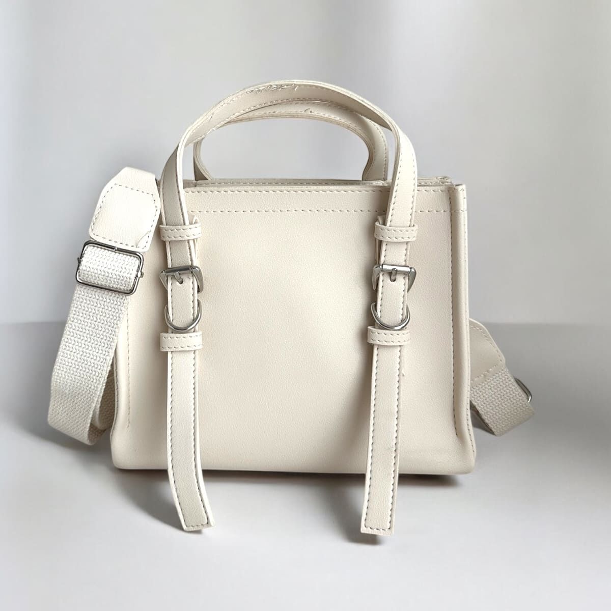 Dikiş Detaylı El ve Omuz Çantası Tom Açık Krem