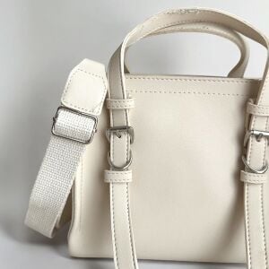 Dikiş Detaylı El ve Omuz Çantası Tom Açık Krem