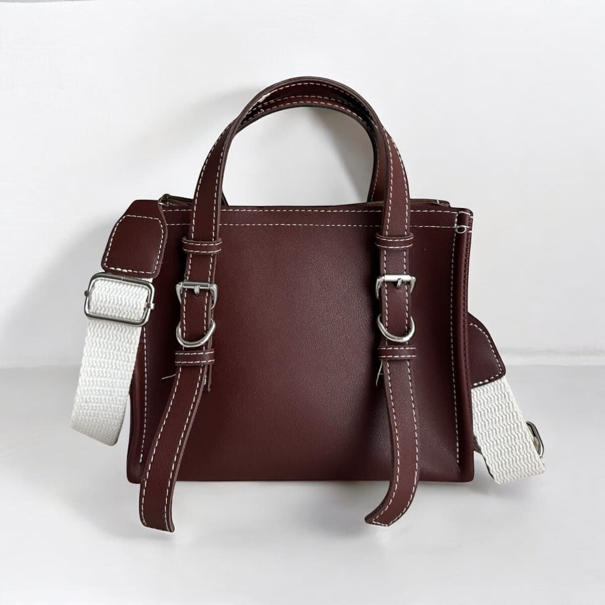 Dikiş Detaylı El ve Omuz Çantası Tom Bordo