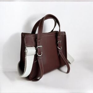 Dikiş Detaylı El ve Omuz Çantası Tom Bordo