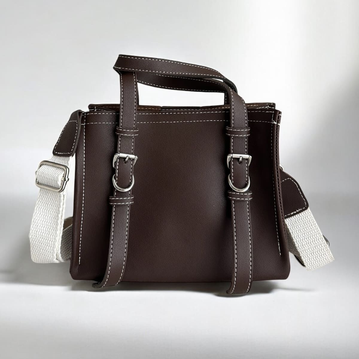 Dikiş Detaylı El ve Omuz Çantası Tom Acı Kahve