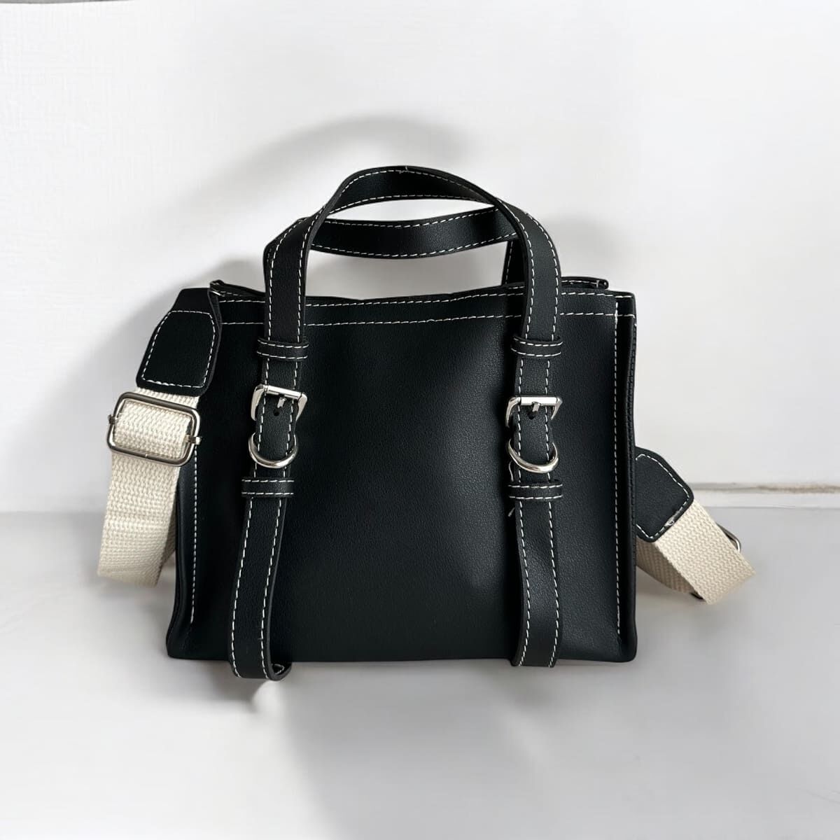 Dikiş Detaylı El ve Omuz Çantası Tom Siyah