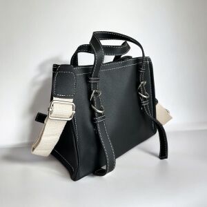 Dikiş Detaylı El ve Omuz Çantası Tom Siyah