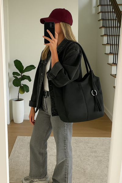 PAREŞÜT KUMAŞ OMUZ ÇANTASI FREZYA SİYAH