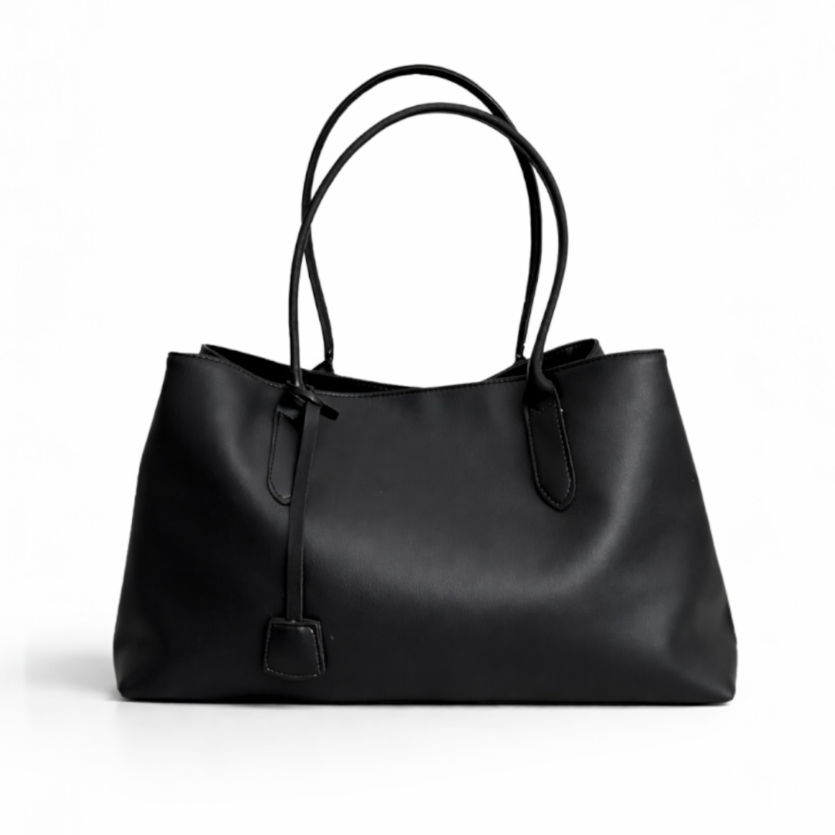 3 Bölmeli Süet Omuz Çantası Vanessa Siyah Deri