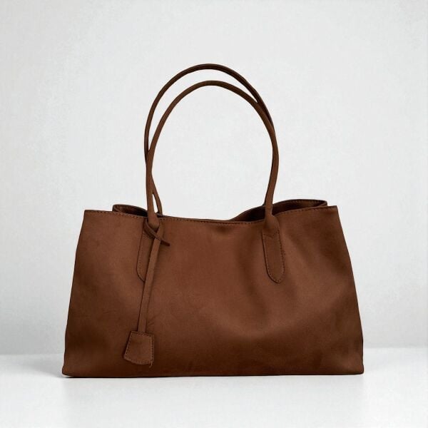 3 Bölmeli Süet Omuz Çantası Vanessa Süet Taba