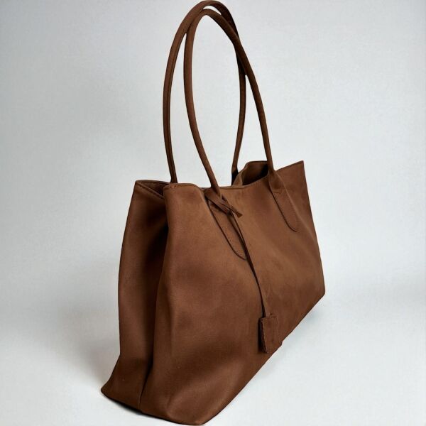 3 Bölmeli Süet Omuz Çantası Vanessa Süet Taba