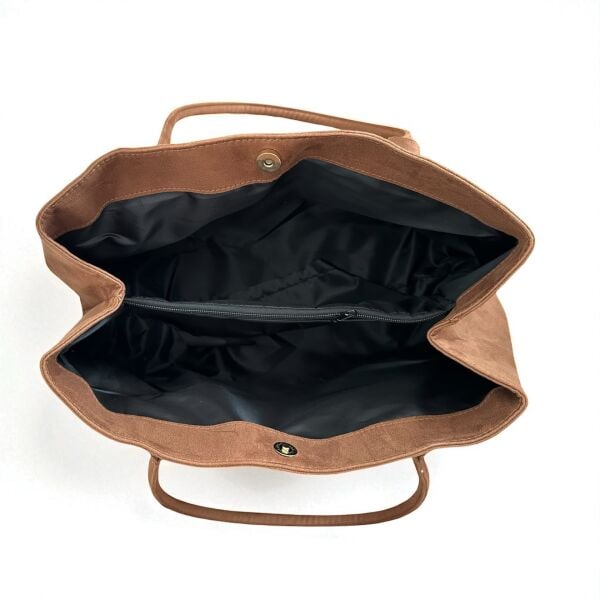 3 Bölmeli Süet Omuz Çantası Vanessa Süet Taba