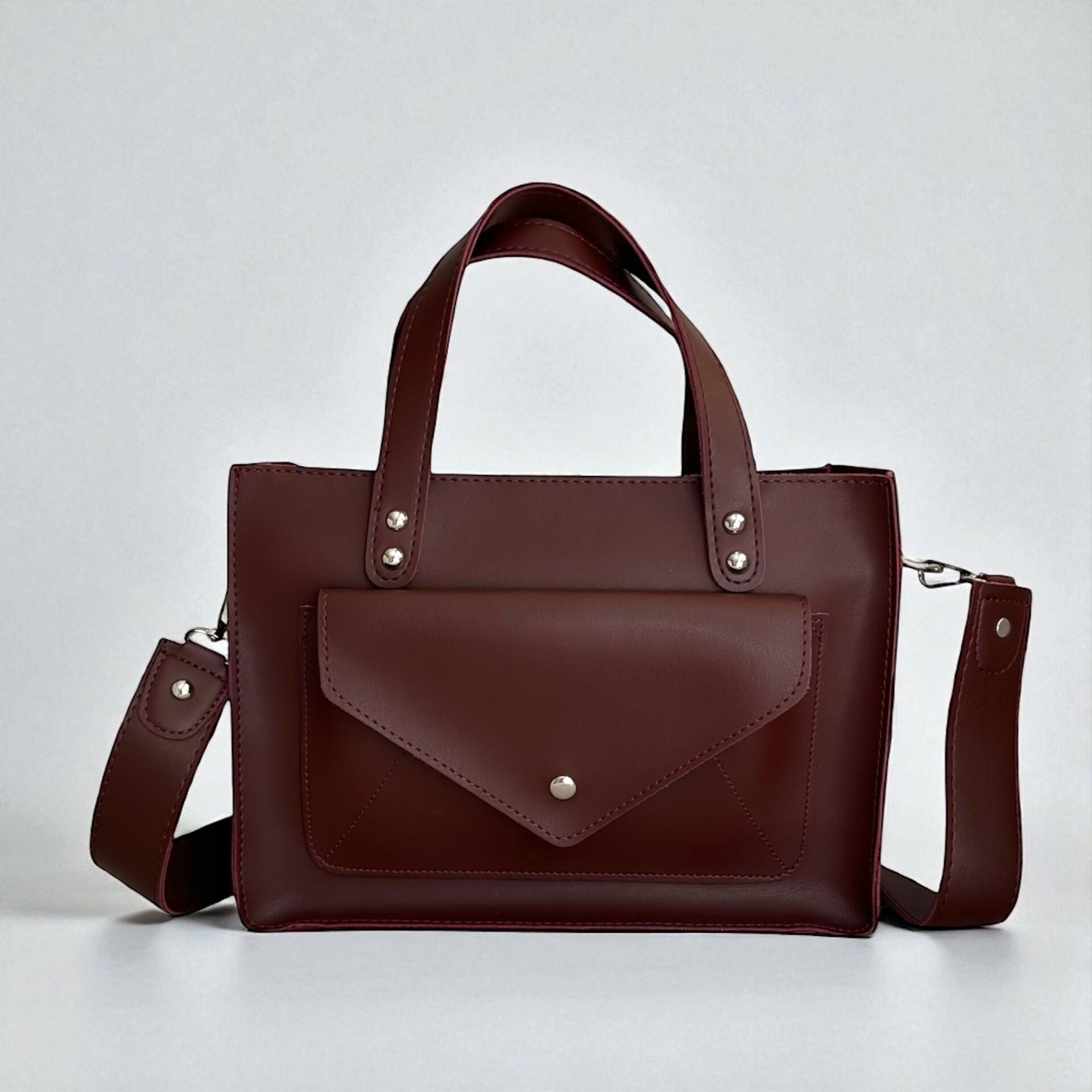 Suni Deri Evrak Çantası Luna Bordo