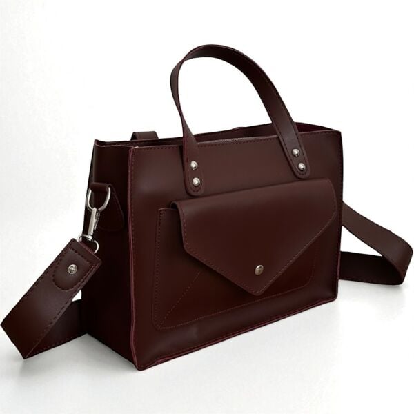 Suni Deri Evrak Çantası Luna Bordo