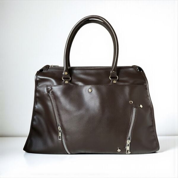 Fermuar Ve Kemer Detaylı Omuz Çantası Stella Acı Kahve