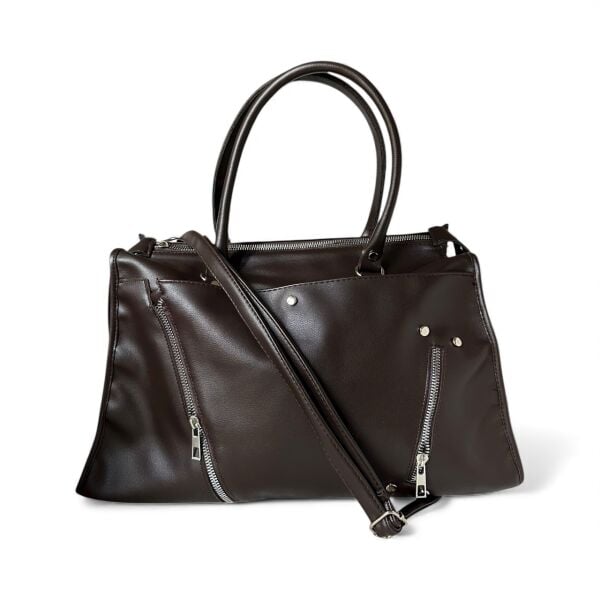 Fermuar Ve Kemer Detaylı Omuz Çantası Stella Acı Kahve