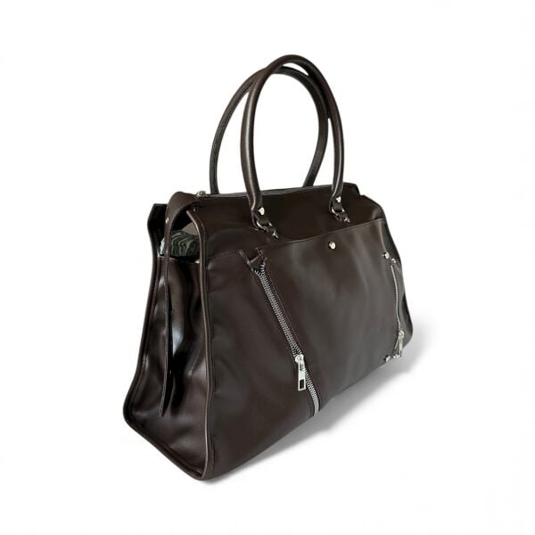 Fermuar Ve Kemer Detaylı Omuz Çantası Stella Acı Kahve