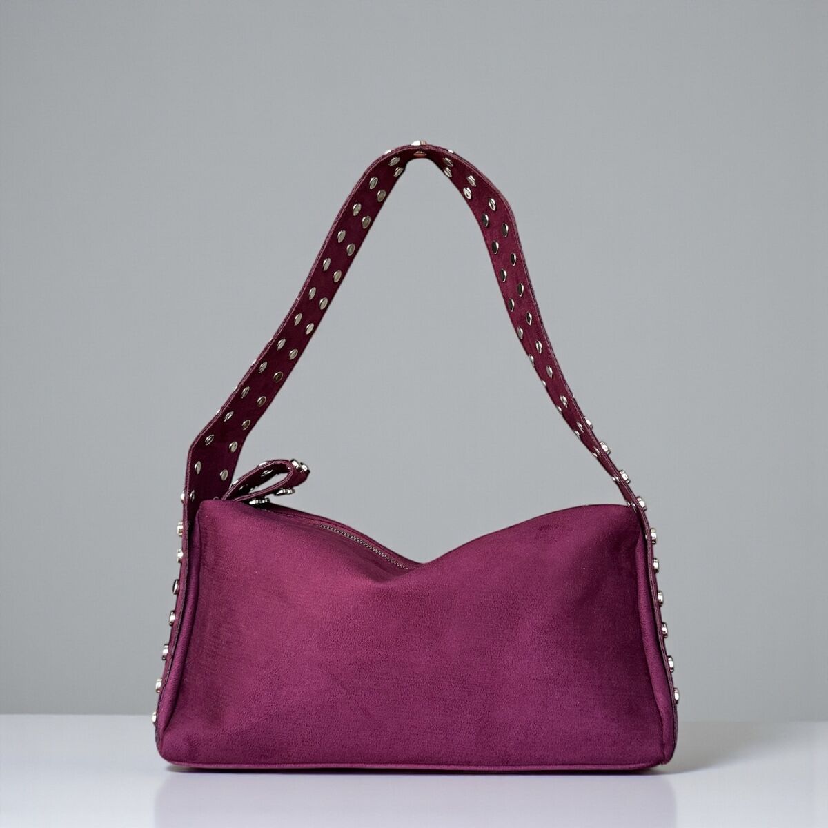 ZIMBA DETAYLI OMUZ ÇANTASI BİANCA SÜET BORDO