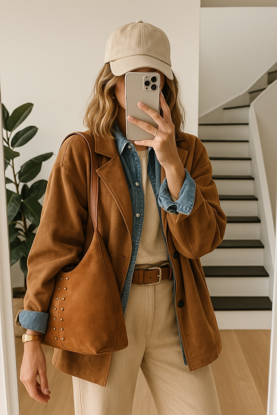 Trok Detaylı Süet Omuz Çantası Pablo Taba