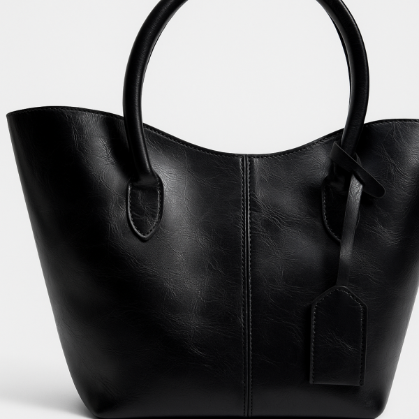 Alina Shopper Deri Omuz Çantası Siyah