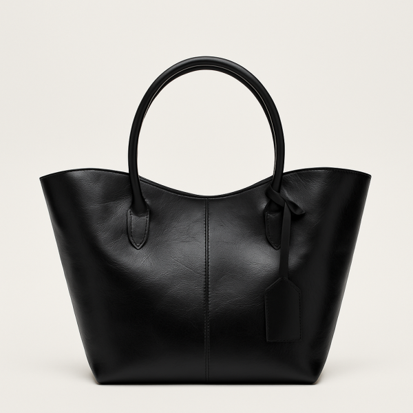 Alina Shopper Deri Omuz Çantası Siyah