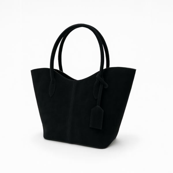 Alina Shopper Süet Omuz Çantası Siyah