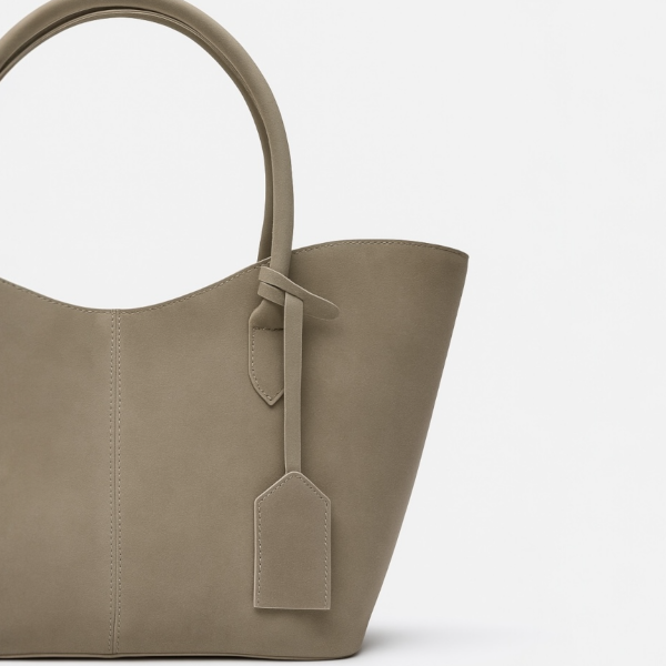 Alina Shopper Süet Omuz Çantası Vizon