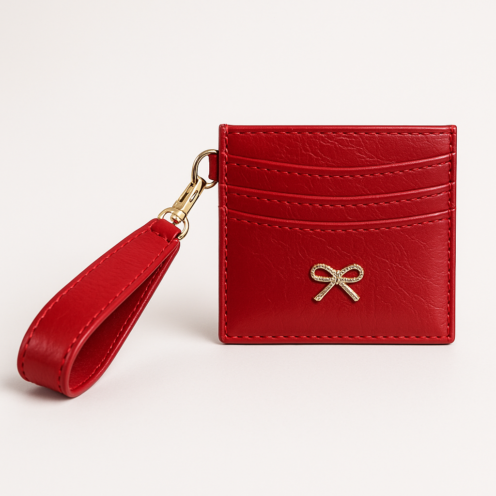 Kurdele Detaylı Kartlık Charm Kırmızı