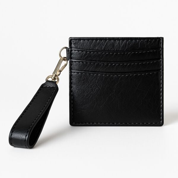 Kurdele Detaylı Kartlık Charm Siyah