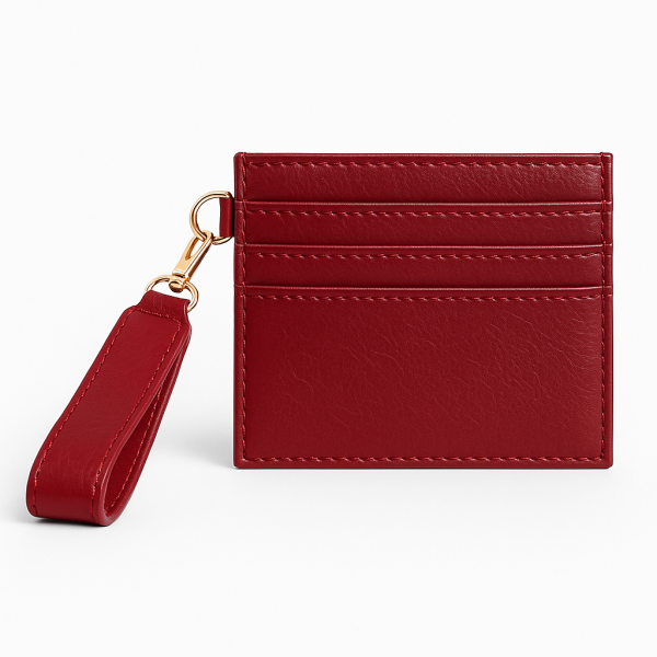 Kurdele Detaylı Kartlık Charm Bordo