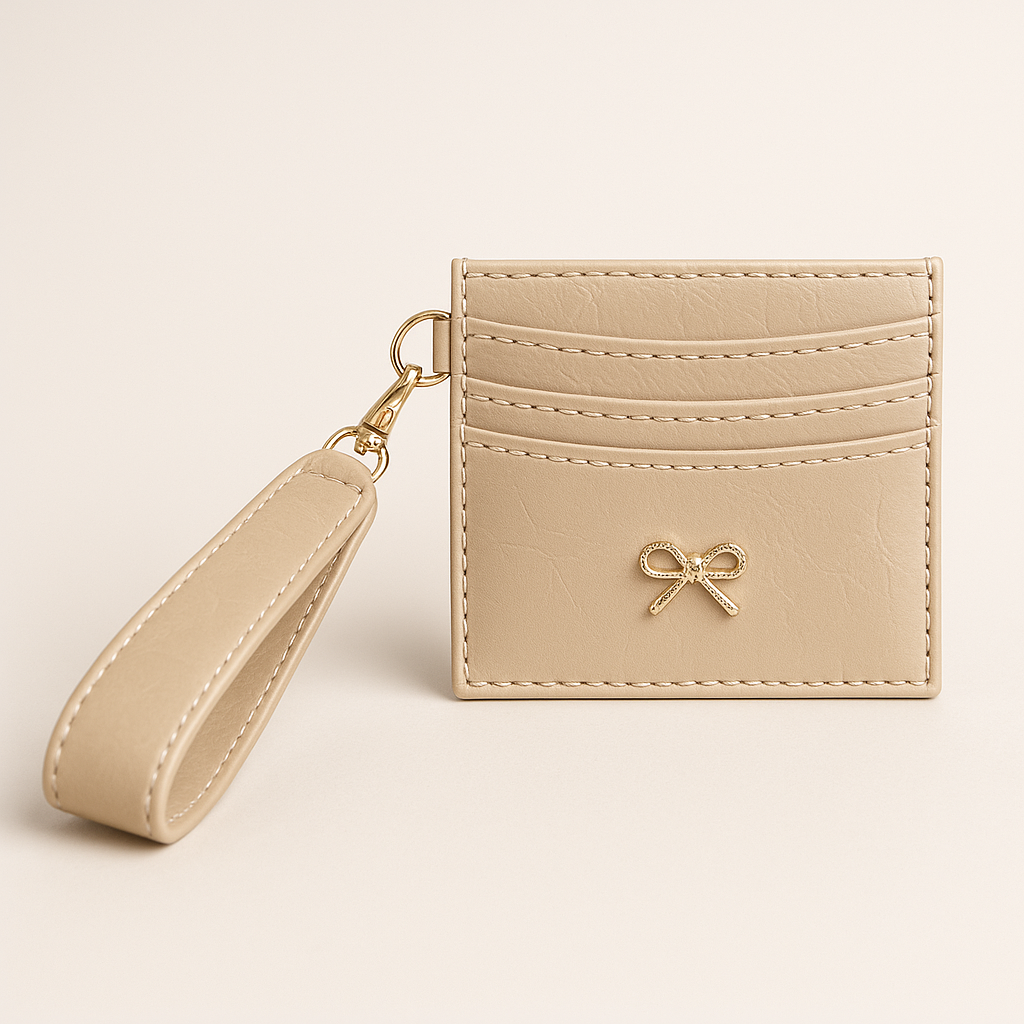 Kurdele Detaylı Kartlık Charm Bej
