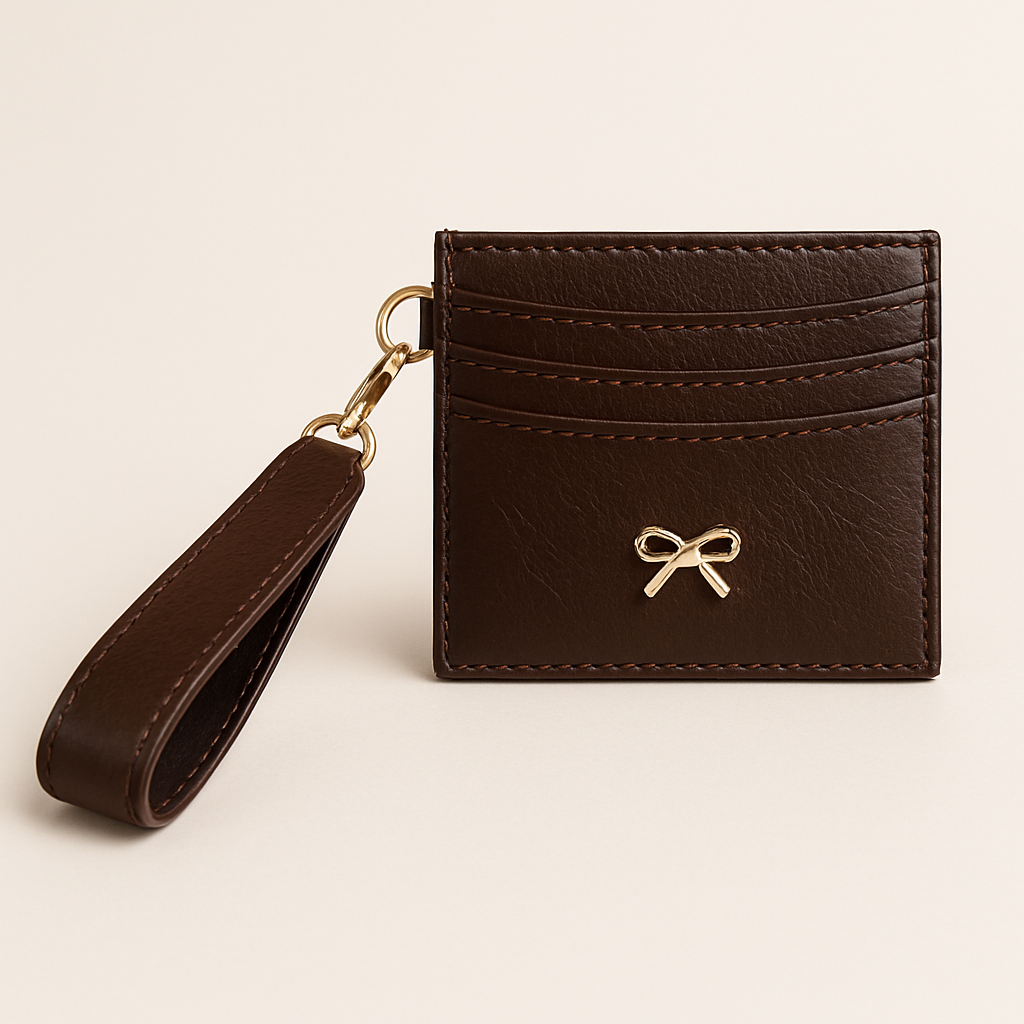 Kurdele Detaylı Kartlık Charm Acı Kahve