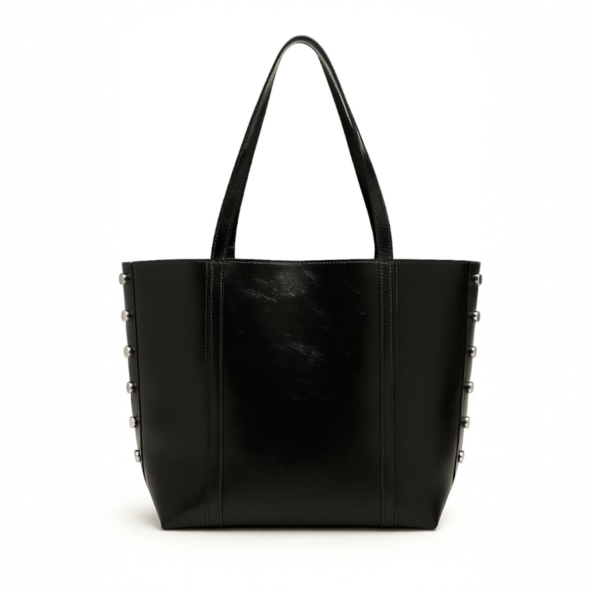 Zımba Detaylı Omuz Ve Kol Çantası Monica Deri Siyah