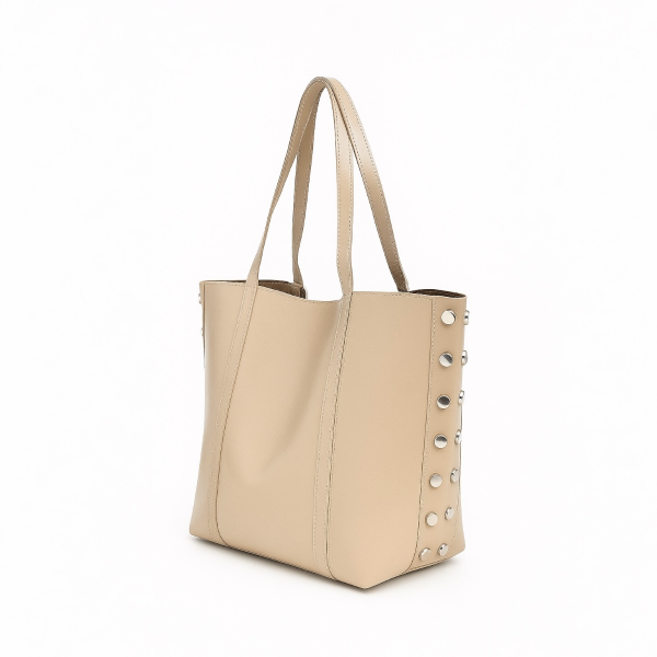 Zımba Detaylı Omuz Ve Kol Çantası Monica Deri Bej