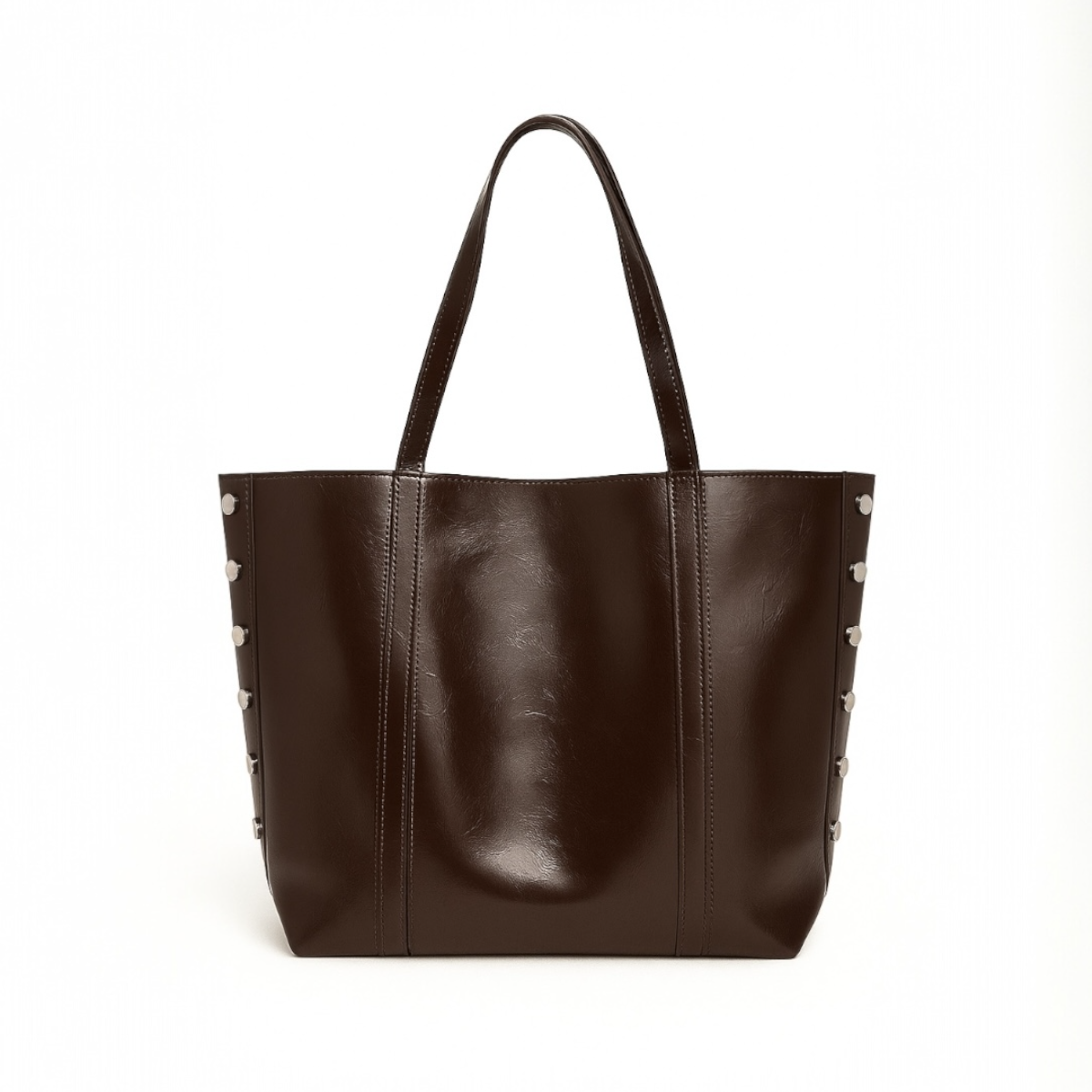 Zımba Detaylı Omuz Ve Kol Çantası Monica Deri Acı Kahve