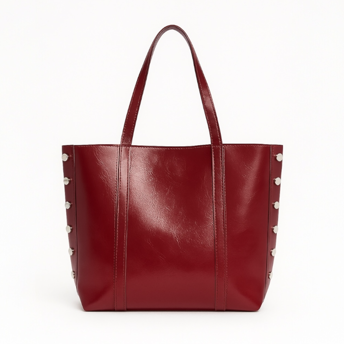 Zımba Detaylı Omuz Ve Kol Çantası Monica Deri Bordo