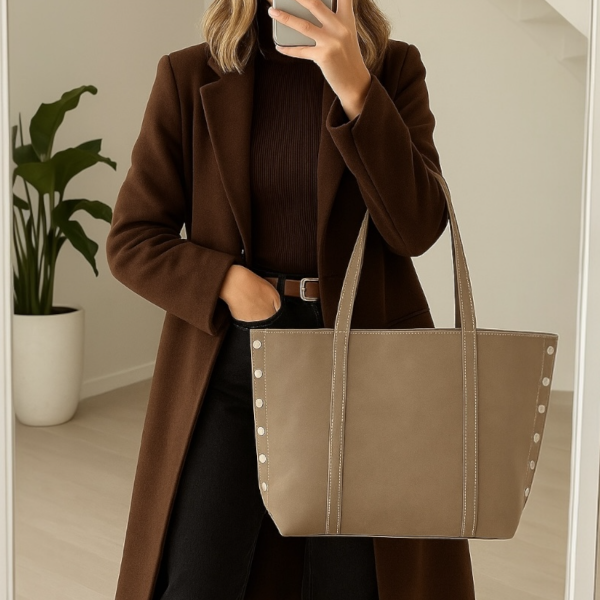 Zımba Detaylı Omuz Ve Kol Çantası Monica Süet Vizon