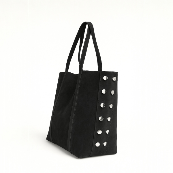 Zımba Detaylı Omuz Ve Kol Çantası Monica Süet Siyah