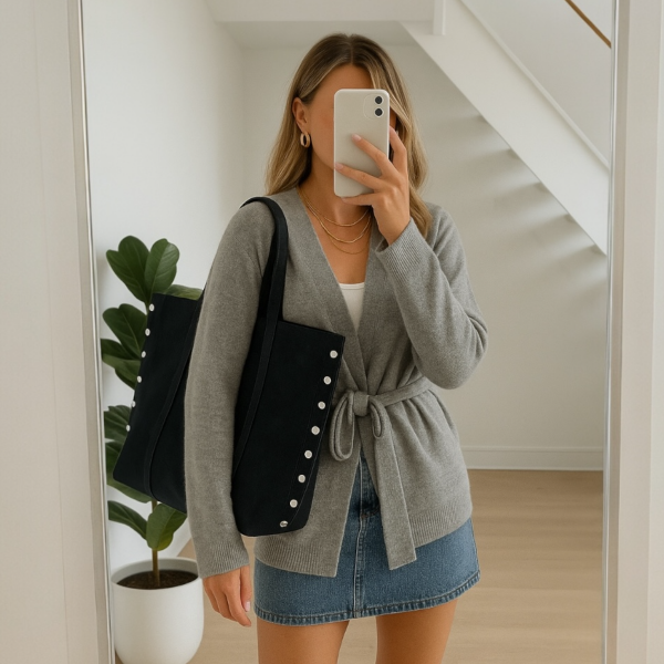 Zımba Detaylı Omuz Ve Kol Çantası Monica Süet Siyah