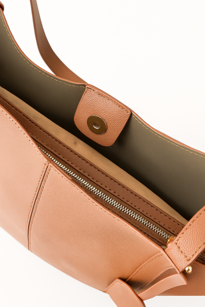 Kese Detaylı Deri Omuz Ve Kol Çantası Taba Ladin