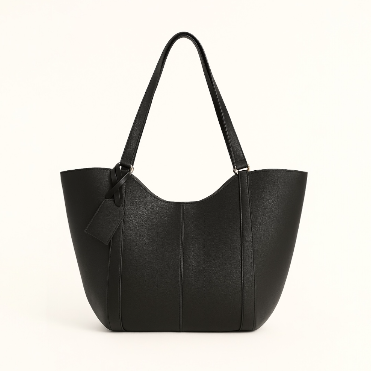 Kese Detaylı Deri Omuz Ve Kol Çantası Siyah Ladin