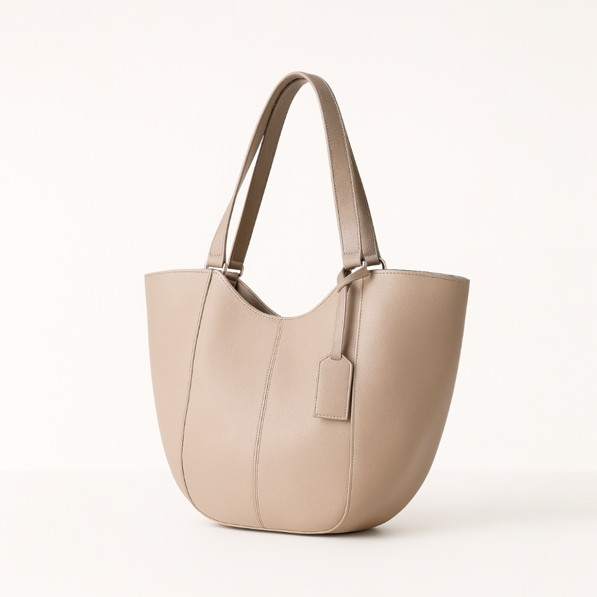 Kese Detaylı Deri Omuz Ve Kol Çantası Bej Ladin