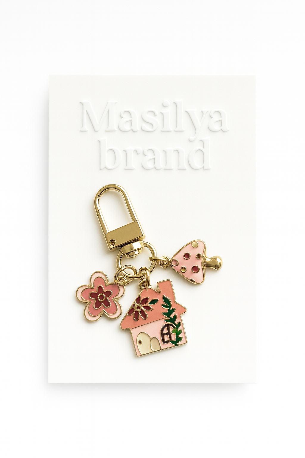 Sevimli Pembe Renkli Ev,Mantar ve Çiçek Detaylı Anaharlık