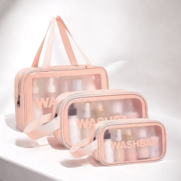 WASH BAG 3X ÇANTA SETİ PEMBE