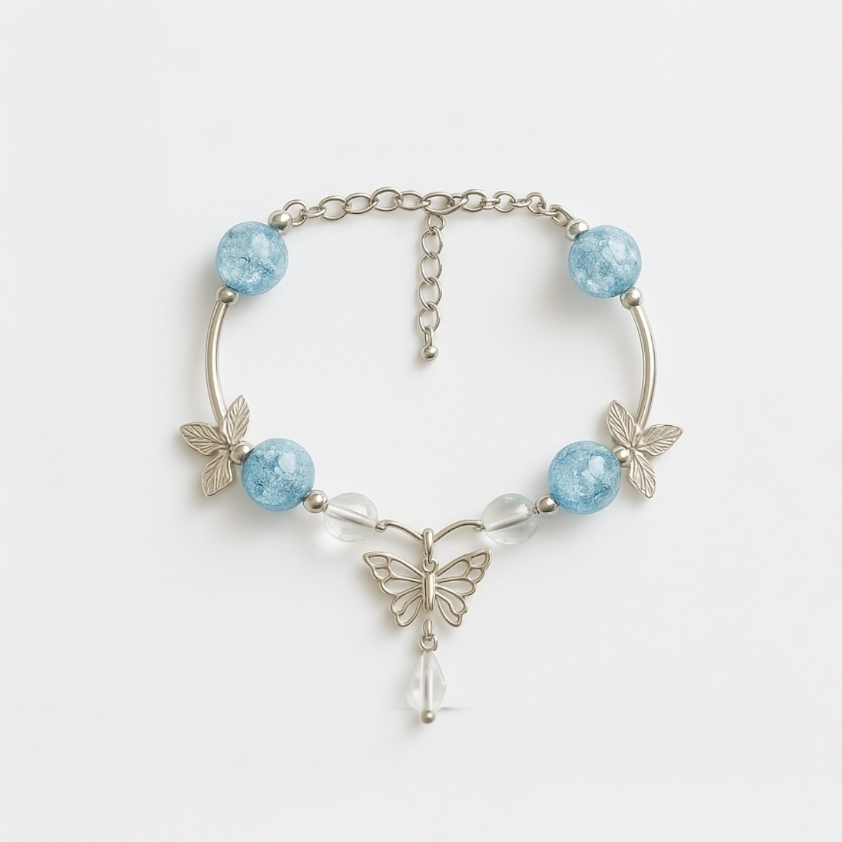 Mavi Boncuk Detaylı Kelebekli Kadın Zarif Bileklik