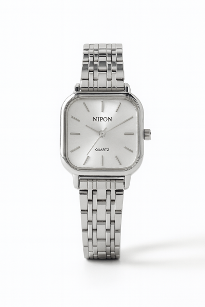 Minimal Ve Zarif Kare Kadran Gümüş Kadın Kol Saati