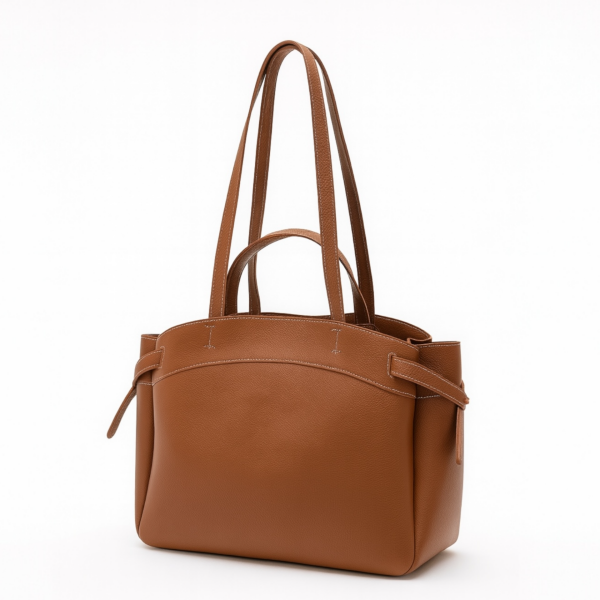 Makyaj Çanta Hediyeli Dikiş Detaylı El ve Kol Çantası Taba Deri Nova