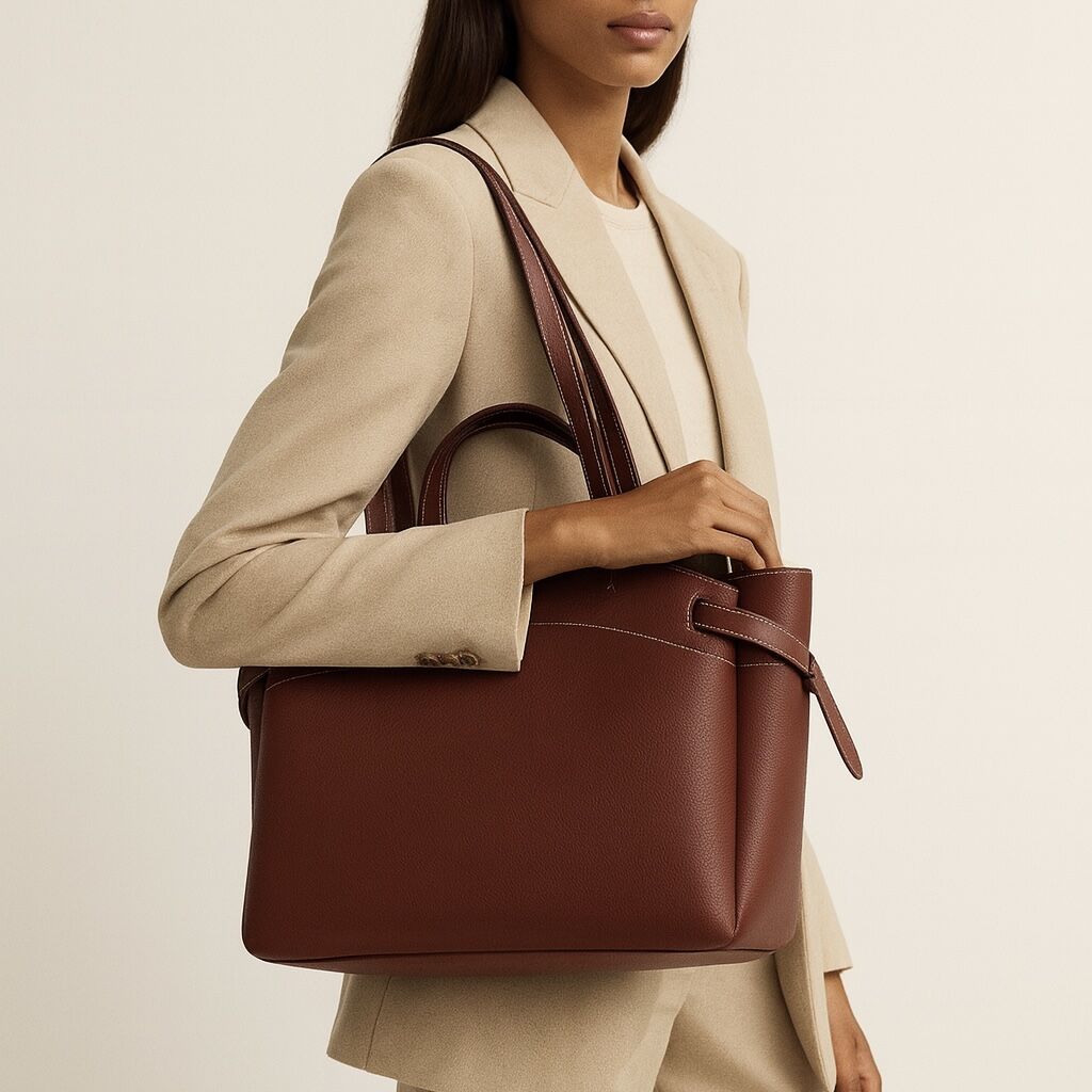 Makyaj Çanta Hediyeli Dikiş Detaylı El ve Kol Çantası Bordo Deri Nova