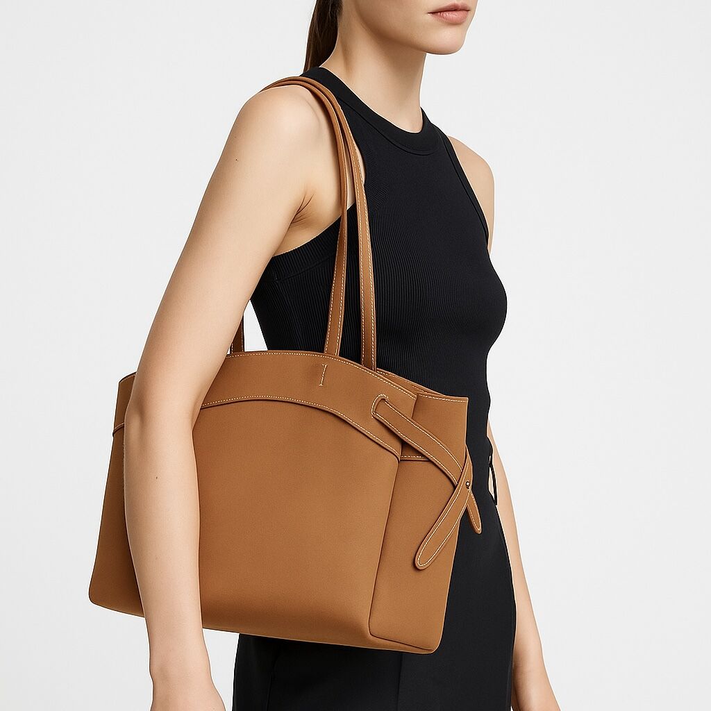 Makyaj Çanta Hediyeli Dikiş Detaylı El ve Kol Çantası Taba Süet Nova