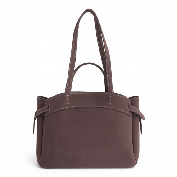 Makyaj Çanta Hediyeli Dikiş Detaylı El ve Kol Çantası Acı Kahve Süet Nova