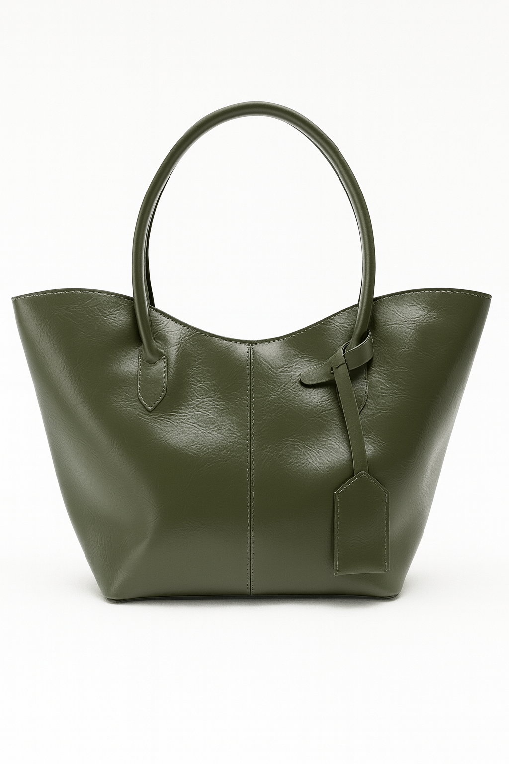 Alina Shopper Deri Omuz Çantası Haki